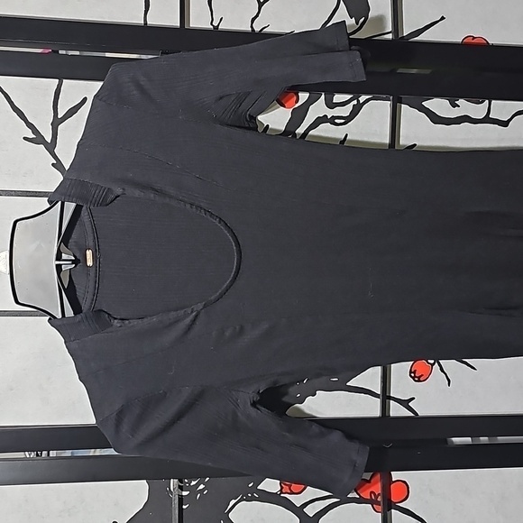 Free People Black Skater Dress Ribbed Scoop Neck Short Sleeves XS - Picture 3 of 7